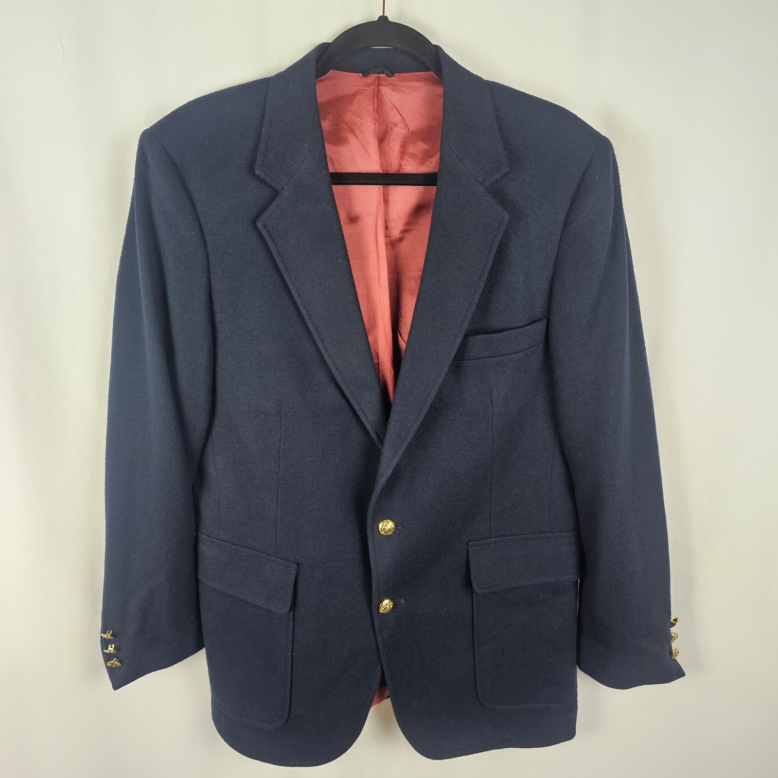 Levi’s Menswear Wool Blazer 2 Button Navy Gold Buttons Vintage 90s Minimalist